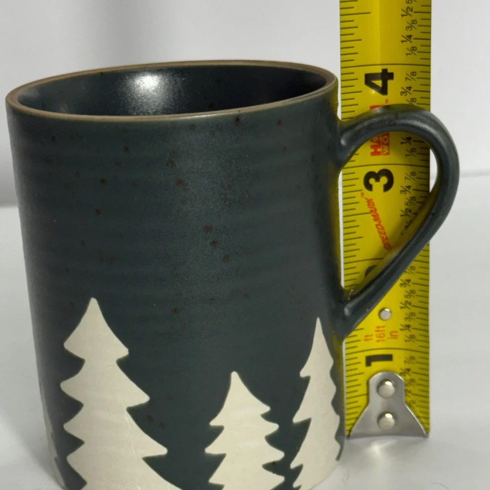 Crate & Barrel Green Trees Stoneware Mug